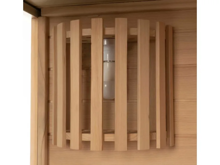 Traditionelle Sauna SKYLINE BIG Tannenholz Natur XL mit Kunststeinwand