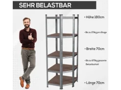 Tronitechnik Schwerlastregal Kellerregal Lagerregal 40 X 40 X 70 X 70 X 180 Cm Stahlgestell Bis 875 Kg 5 Ablagen