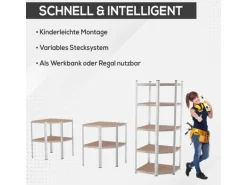 Tronitechnik Schwerlastregal Kellerregal Lagerregal 40 X 40 X 70 X 70 X 180 Cm Stahlgestell Bis 875 Kg 5 Ablagen