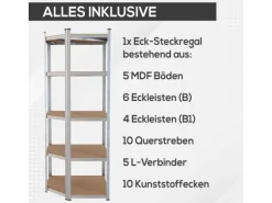 Tronitechnik Schwerlastregal Kellerregal Lagerregal 40 X 40 X 70 X 70 X 180 Cm Stahlgestell Bis 875 Kg 5 Ablagen