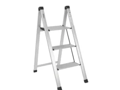 TRUTZHOLM Alu Trittleiter 3 Stufig Klappbar 150kg Anti Rutsch Trittflächen TÜV GS Silber