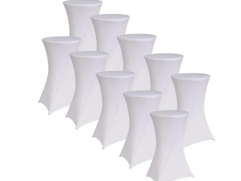 TRUTZHOLM 10er Set Stehtischhusse Husse Bistrotisch Decke 60cm Weiß