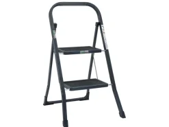 TRUTZHOLM Trittleiter 2 Stufen Klappbar TÜV/GS 150 kg Anti-Rutsch Trittflächen Anthrazit