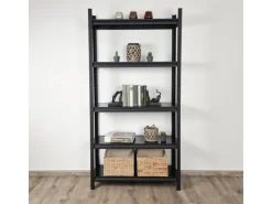 TRUTZHOLM Wohnzimmerregal 180x90x30cm Stahl 600 kg Regalböden 8 mm Schwarzmatt