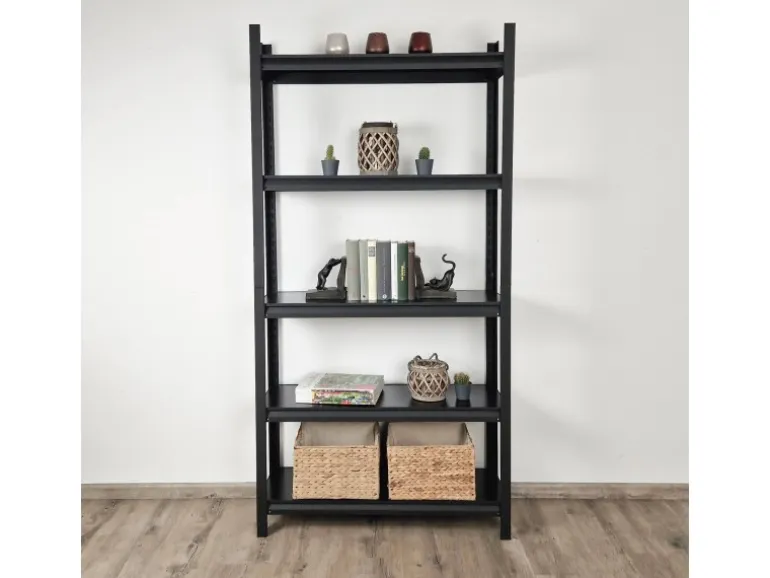 TRUTZHOLM Wohnzimmerregal 180x90x30cm Stahl 600 kg Regalböden 8 mm Schwarzmatt