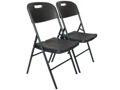 TRUTZHOLM 2x Klappstuhl 150 kg Sitzform Ergonomisch Wetterfest Holzoptik Grau
