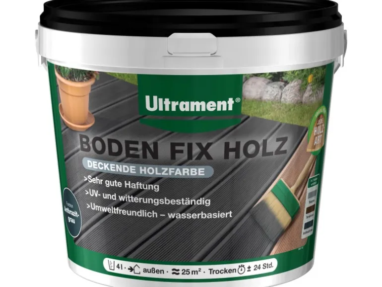 Ultrament Boden Fix Holz 4 l Anthrazit