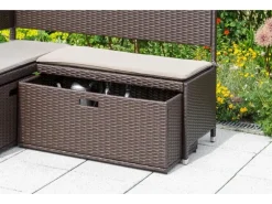 Unterschiebbox Polyrattan 49 x 95 x 40 cm Braun für Garten-Eckbank 3-Sitzer