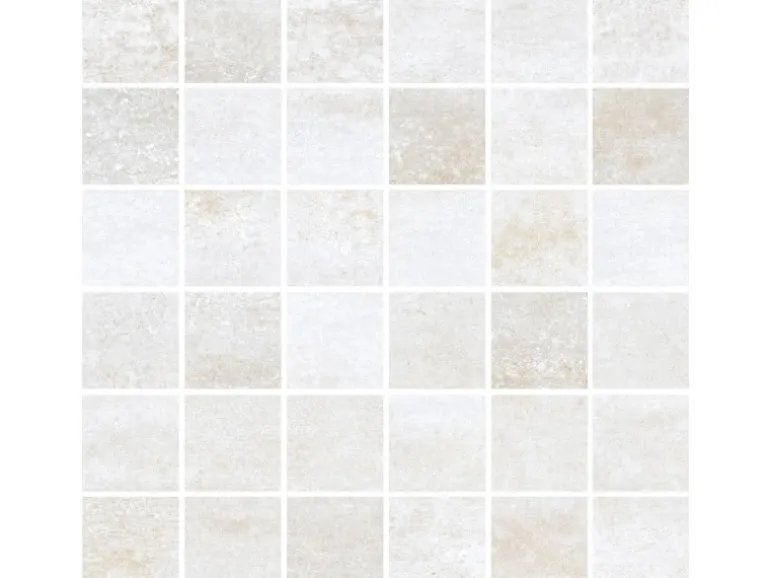 Vabene Mosaikfliese Allora Due Bianco Feinsteinzeug Weiß 30 cm x 30 cm