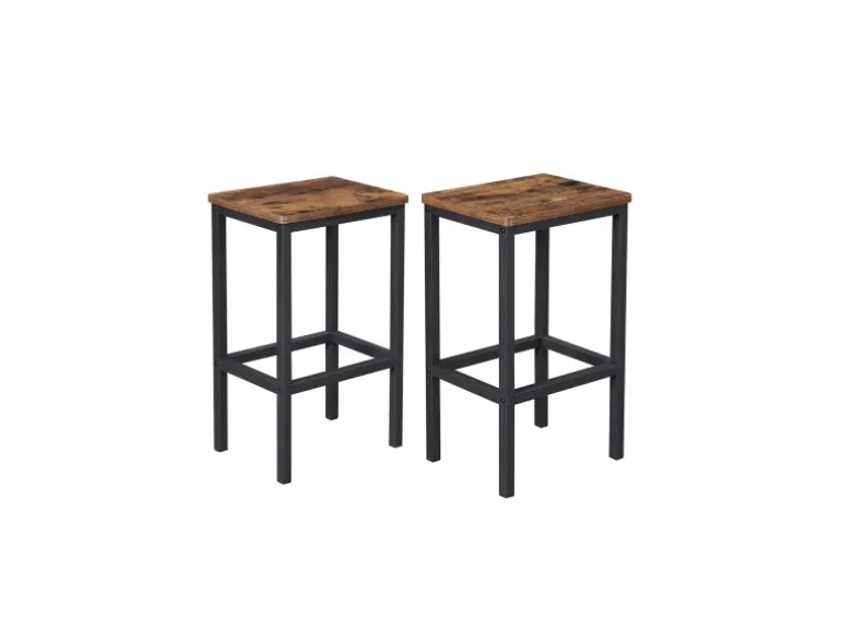 Vasagle Barhocker 2er Set 40 cm x 30 cm x 65 cm Braun-Schwarz