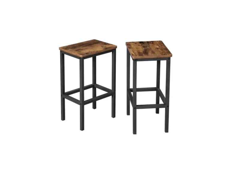 Vasagle Barhocker 2er Set 40 cm x 30 cm x 65 cm Braun-Schwarz