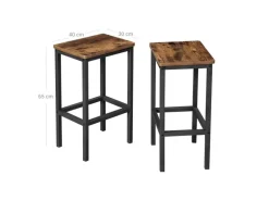 Vasagle Barhocker 2er Set 40 cm x 30 cm x 65 cm Braun-Schwarz