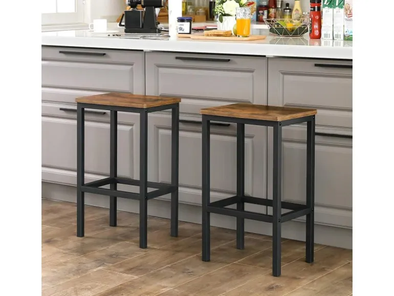 Vasagle Barhocker 2er Set 40 cm x 30 cm x 65 cm Braun-Schwarz