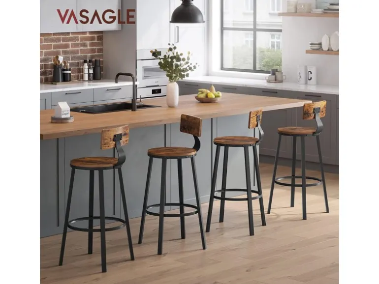 Vasagle Barhocker 2er Set Braun-Schwarz