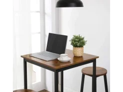 Vasagle Bartisch Quadratisch 60 cm x 60 cm x 92 cm Braun-Schwarz