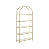 Vasagle Bücherregal 5 Ablagen Hartglas 30,2 cm x 83 cm x 183,5 cm Gold