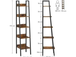 Vasagle Bücherregal 6 Ebenen 30 cm x 33,8 cm x 170 cm Braun-Schwarz