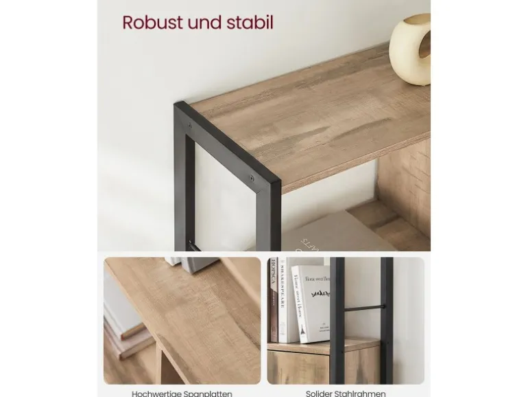 Vasagle Bücherregal 4 Ebenen 74 cm x 154,5 cm x 30 cm Braun-Schwarz