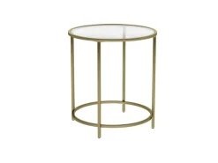 Vasagle Beistelltisch Hartglas Ø 50 cm x 50 cm Gold