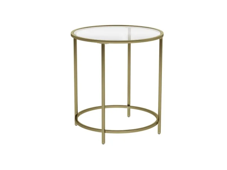 Vasagle Beistelltisch Hartglas Ø 50 cm x 50 cm Gold