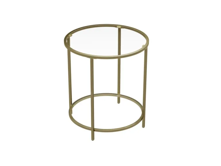 Vasagle Beistelltisch Hartglas Ø 50 cm x 50 cm Gold
