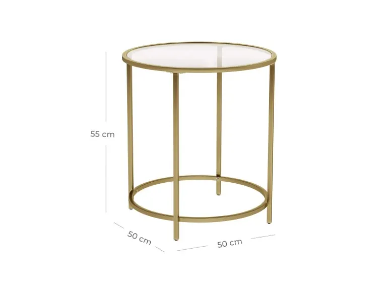 Vasagle Beistelltisch Hartglas Ø 50 cm x 50 cm Gold