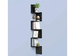 Vasagle Eckbücherregal 5 Ebenen Wandmontage 20 cm x 20 cm x 126 cm Schwarz