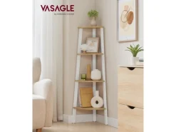 Vasagle Eckregal 33,4 cm x 33,4 cm x 125 cm Nature-Weiß