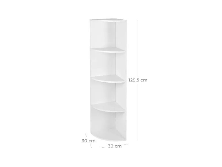 Vasagle Eckregal 4 Ebenen 30 cm x 129,5 cm x 30 cm Weiß