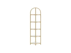 Vasagle Eckregal 5 Ebenen Hartglas 28 cm x 28 cm x 158 cm Gold