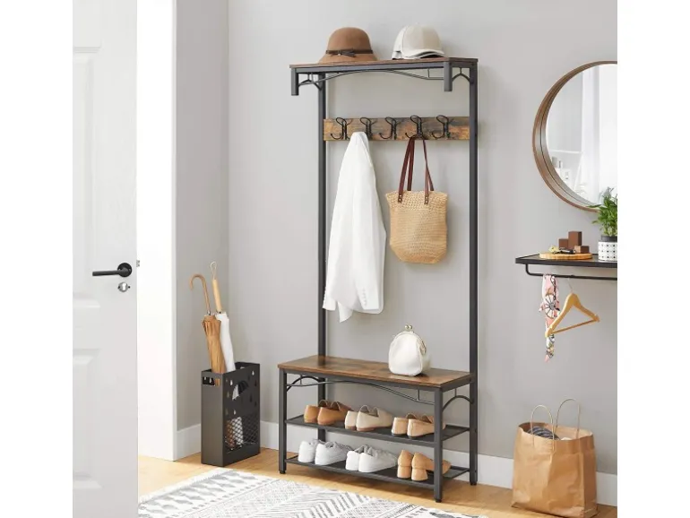 Vasagle Garderobe 32 x 80 x 178,5 cm Braun-Schwarz