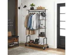 Vasagle Garderobe mit Rollen 40 cm x 103,5 cm x 174,5 cm Braun-Schwarz