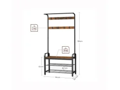 Vasagle Garderobenständer 84 cm x 183 cm x 33,7 cm Braun-Schwarz