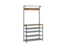 Vasagle Garderobenständer 5 Ebenen 32,2 cm x 80 cm x 182 cm Braun-Schwarz