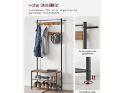 Vasagle Garderobenständer 32 cm x 70 cm x 177 cm Braun-Schwarz