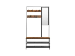Vasagle Garderobenständer Spiegel und Sitzbank 35 x 98 x 180 cm Braun-Schwarz