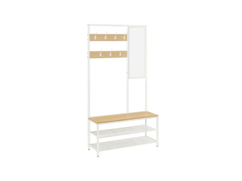 Vasagle Garderobenständer Modern 35 cm x 98 cm x 180 cm Eiche-Weiß