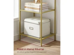 Vasagle Glasregal 6 Ablagen 30 cm x 40 cm x 177,3 cm Gold