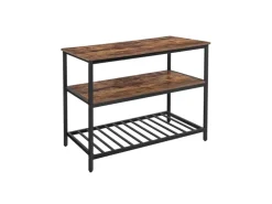 Vasagle Küchenregal 3 Ablagen 60 cm x 120 cm x 90 cm Braun-Schwarz
