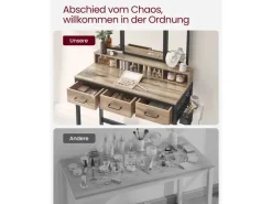 Vasagle Schminktisch mit Hocker Eichenbraun-Schwarz