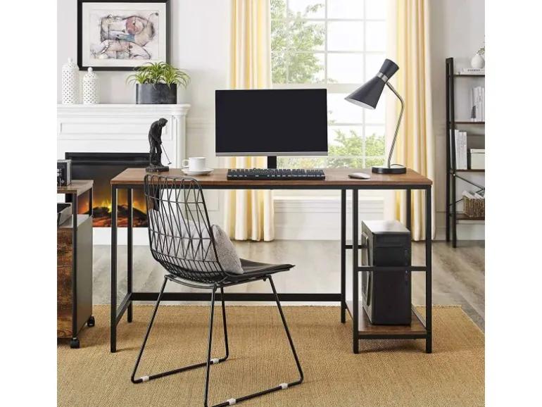 Vasagle Schreibtisch 2 Ablagen 60 cm x 140 cm x 75 cm Braun-Schwarz