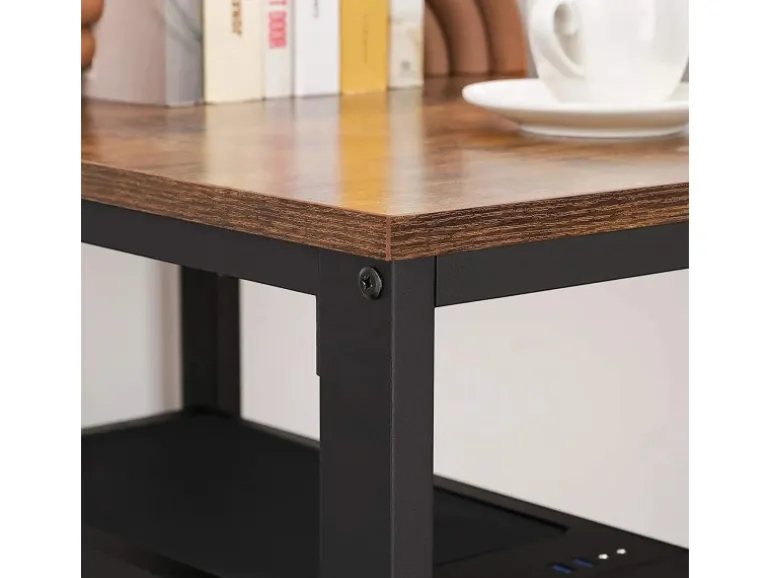 Vasagle Schreibtisch 2 Ablagen 60 cm x 140 cm x 75 cm Braun-Schwarz