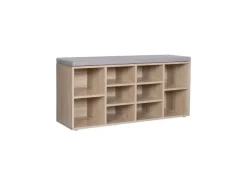 Vasagle Schuhbank 30 cm x 104 cm x 48 cm Eichefarben-Grau