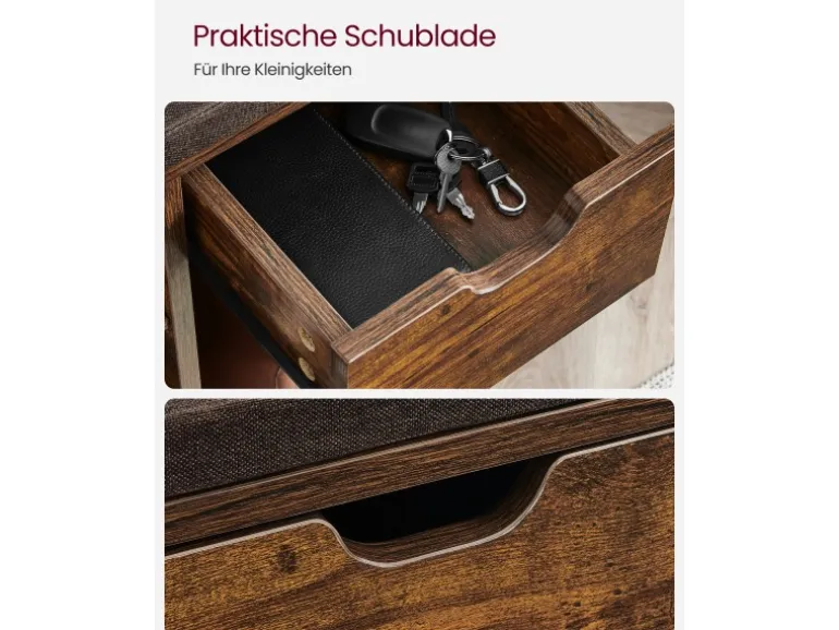 Vasagle Schuhbank 30 cm x 104 cm x 48 cm Vintagebraun