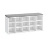 Vasagle Schuhbank mit Sitzkissen 30 cm x 105 cm x 48 cm Weiß-Grau