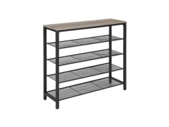 Vasagle Schuhregal 4 Ebenen 100 cm x 30 cm x 92,5 cm Grau-Schwarz