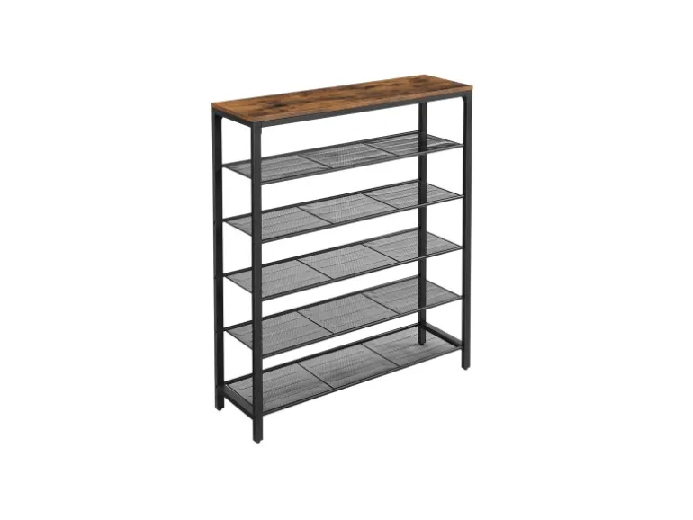 Vasagle Schuhregal 5 Ebenen 30 cm x 100 cm x 110 cm Braun-Schwarz