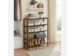 Vasagle Schuhregal 5 Ebenen 30 cm x 93 cm x 75 cm Braun-Schwarz