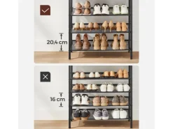 Vasagle Schuhregal 5 Ebenen 30 cm x 93 cm x 75 cm Braun-Schwarz