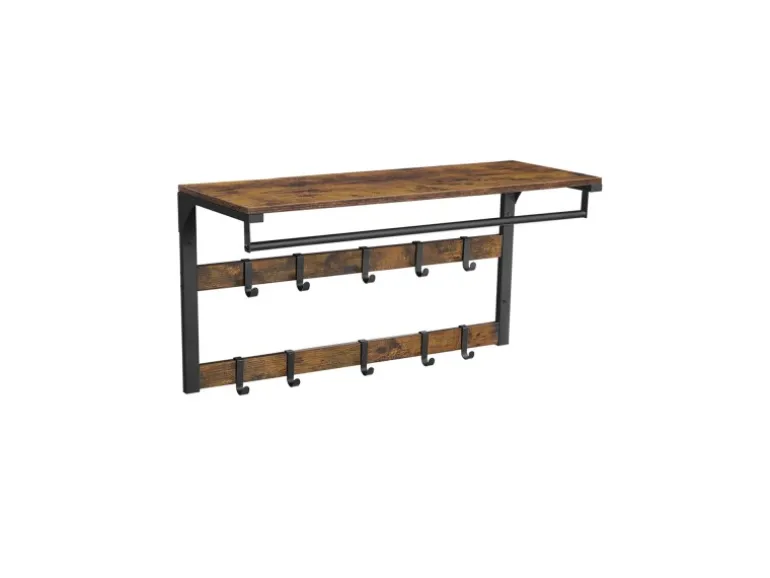 Vasagle Wandgarderobe mit Ablage 30 cm x 80 cm x 42 cm Braun-Schwarz